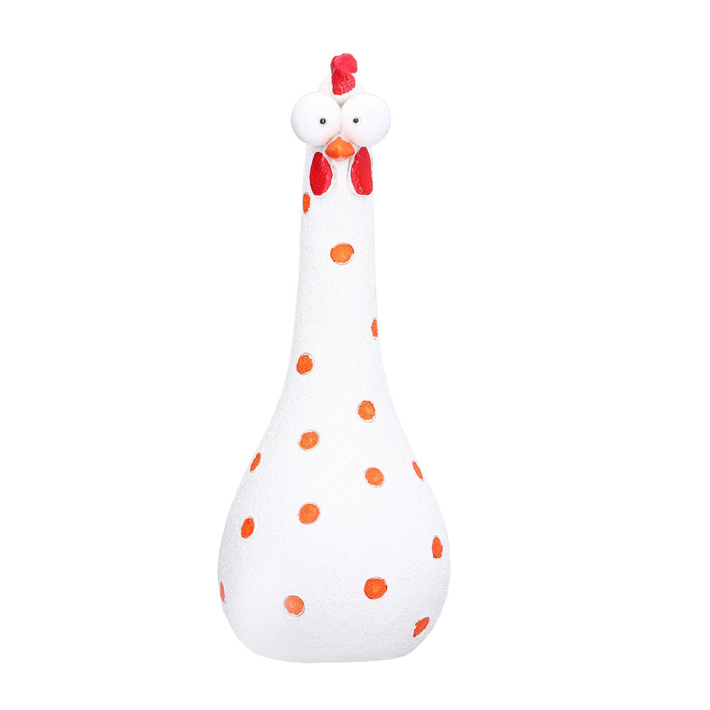 Chicken Statue Long Neck Microlandschaft Hand Crafted Resin Animal Garden Statues for Garden Yard Art DecorationWhite