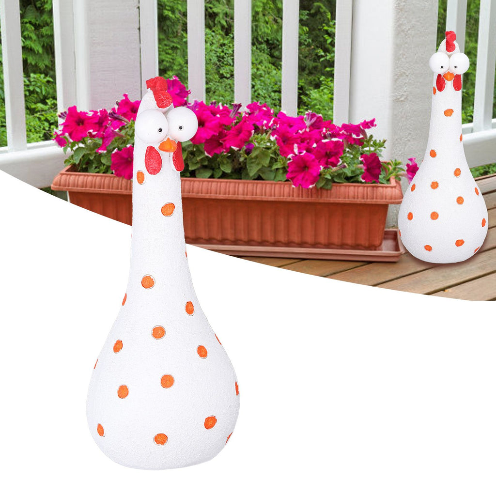 Chicken Statue Long Neck Microlandschaft Hand Crafted Resin Animal Garden Statues for Garden Yard Art DecorationWhite