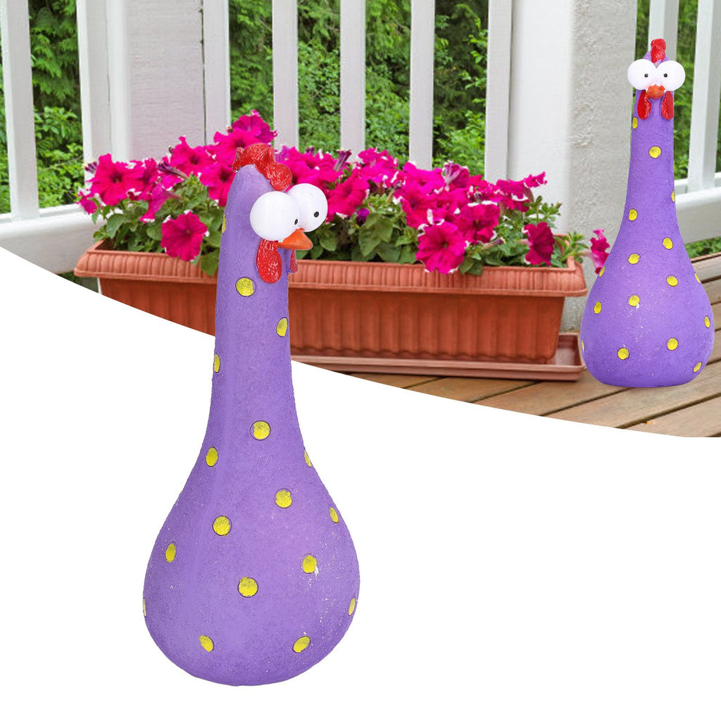 Chicken Statue Long Neck Microlandschaft Hand Crafted Resin Animal Garden Statues for Garden Yard Art DecorationPurple