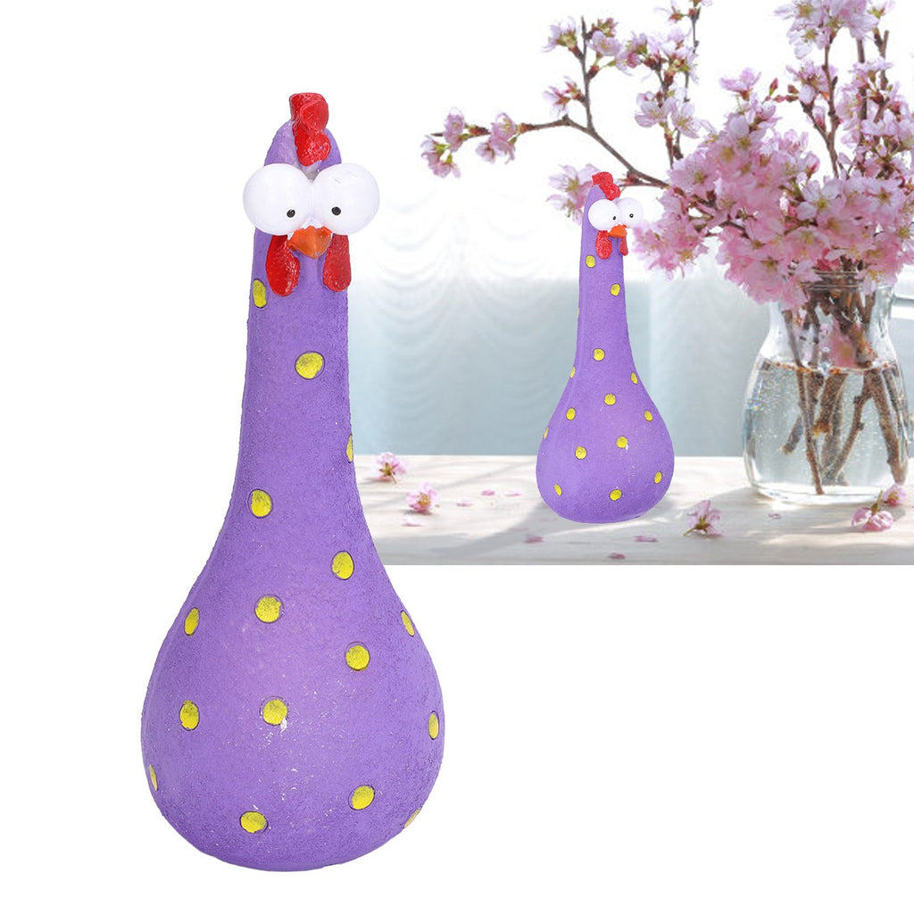 Chicken Statue Long Neck Microlandschaft Hand Crafted Resin Animal Garden Statues for Garden Yard Art DecorationPurple