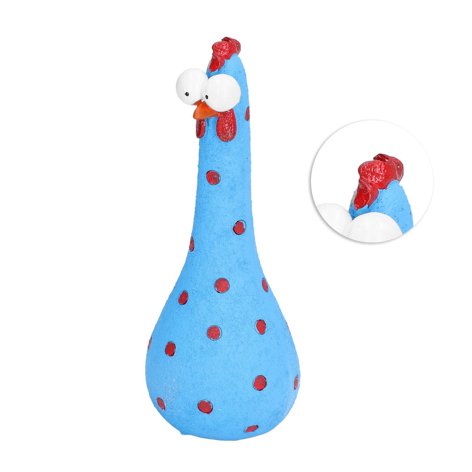 Chicken Statue Long Neck Microlandschaft Hand Crafted Resin Animal Garden Statues for Garden Yard Art DecorationBlue