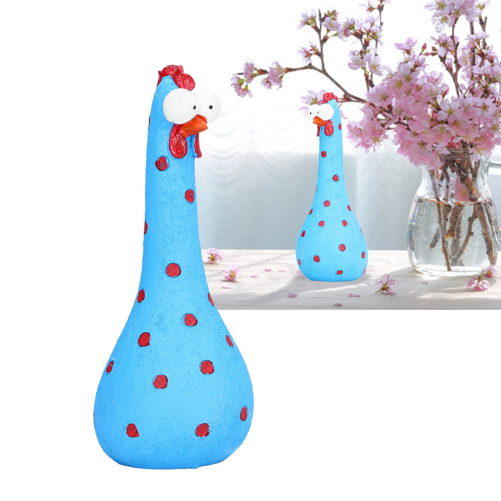 Chicken Statue Long Neck Microlandschaft Hand Crafted Resin Animal Garden Statues for Garden Yard Art DecorationBlue
