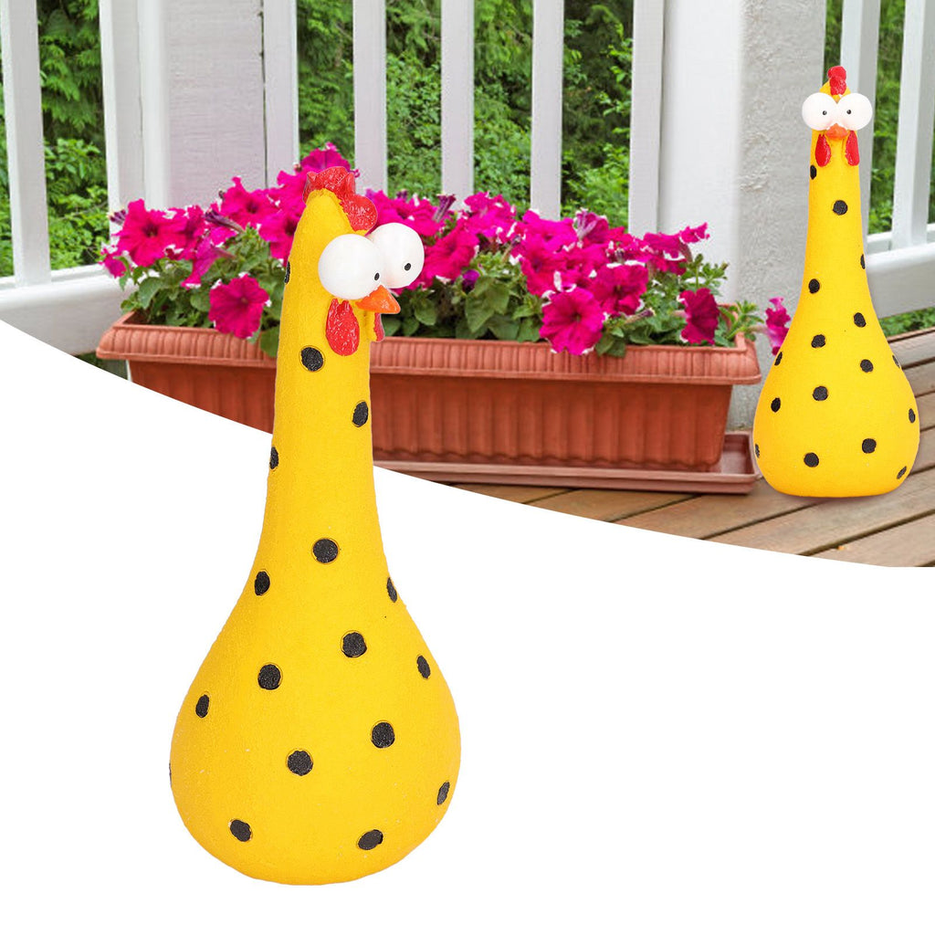 Chicken Statue Long Neck Microlandschaft Hand Crafted Resin Animal Garden Statues for Garden Yard Art DecorationYellow