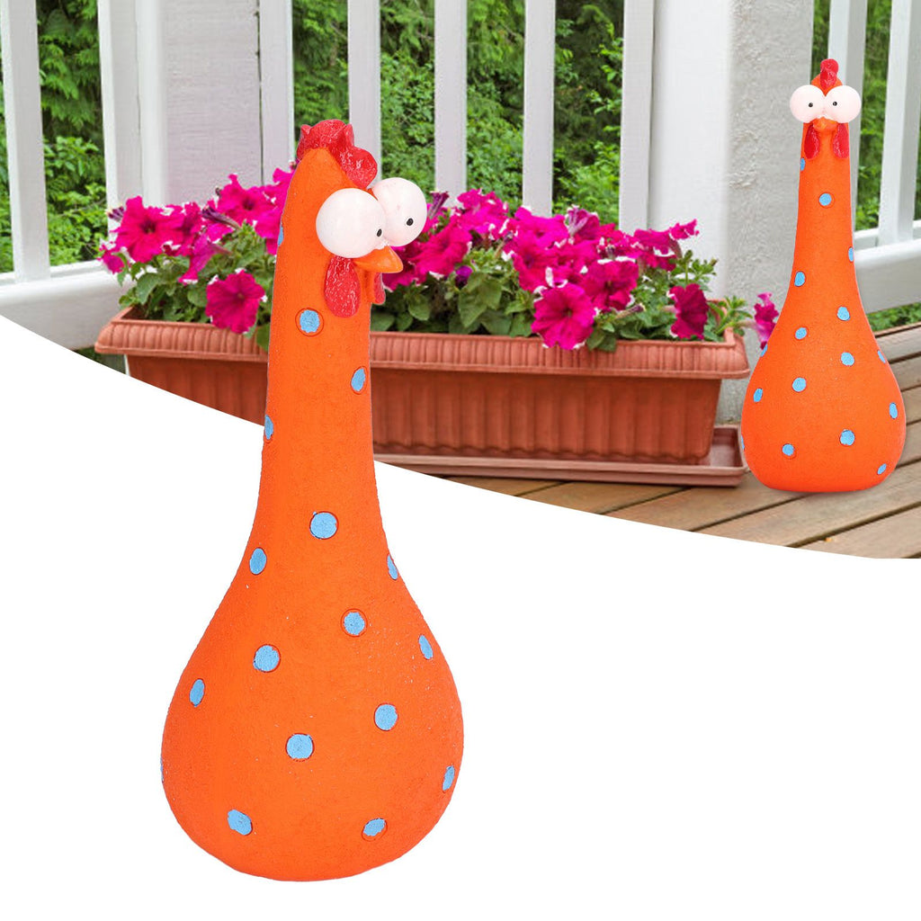 Chicken Statue Long Neck Microlandschaft Hand Crafted Resin Animal Garden Statues for Garden Yard Art DecorationOrange