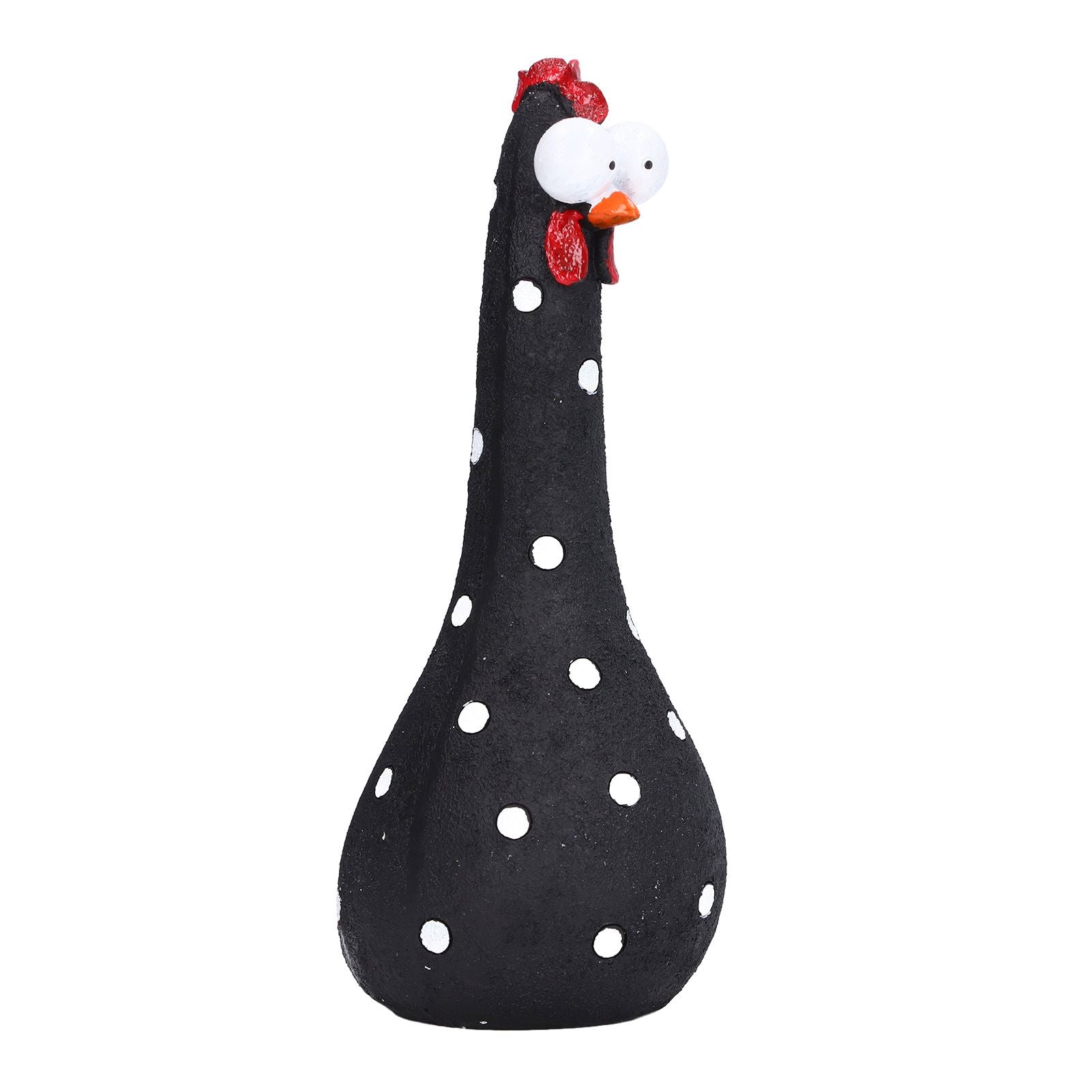 Chicken Statue Long Neck Microlandschaft Hand Crafted Resin Animal Garden Statues for Garden Yard Art DecorationBlack