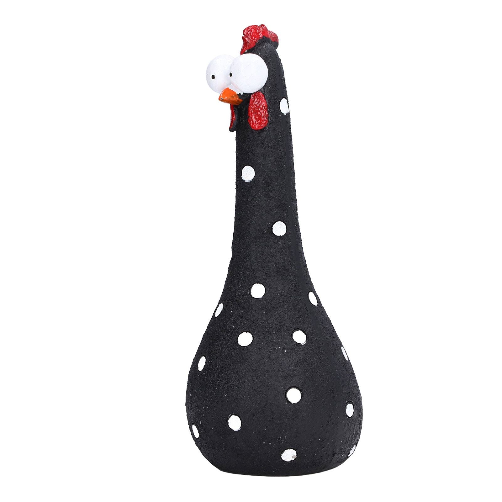 Chicken Statue Long Neck Microlandschaft Hand Crafted Resin Animal Garden Statues for Garden Yard Art DecorationBlack