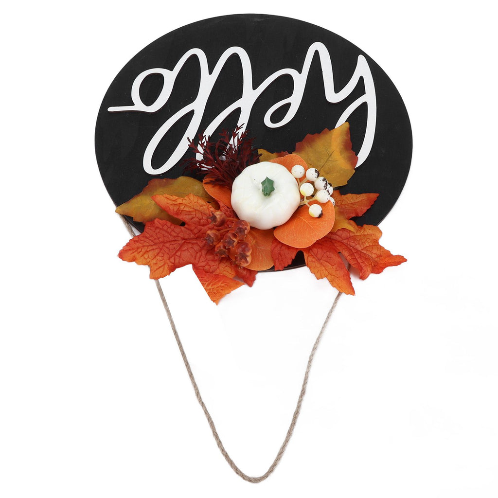 Round Wood Door Sign Farmhouse Front Door Hanging Welcome Sign Decors for Halloween ChristmasLeaf Ginkgo