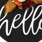 Round Wood Door Sign Farmhouse Front Door Hanging Welcome Sign Decors for Halloween ChristmasLeaf Ginkgo