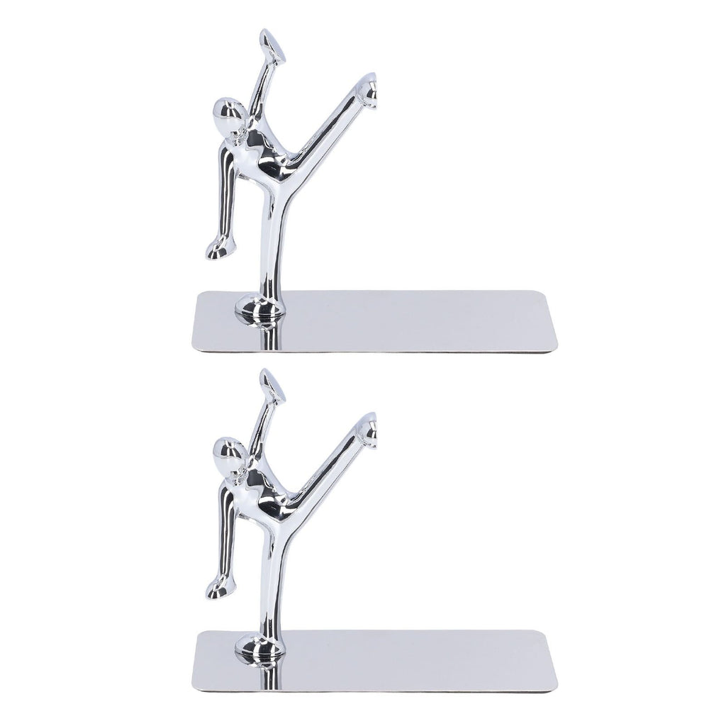 2Pcs Metal Book Ends Unique Men Design Simple Fashionable Decorative Bookends for Home Office Bar Restaurant