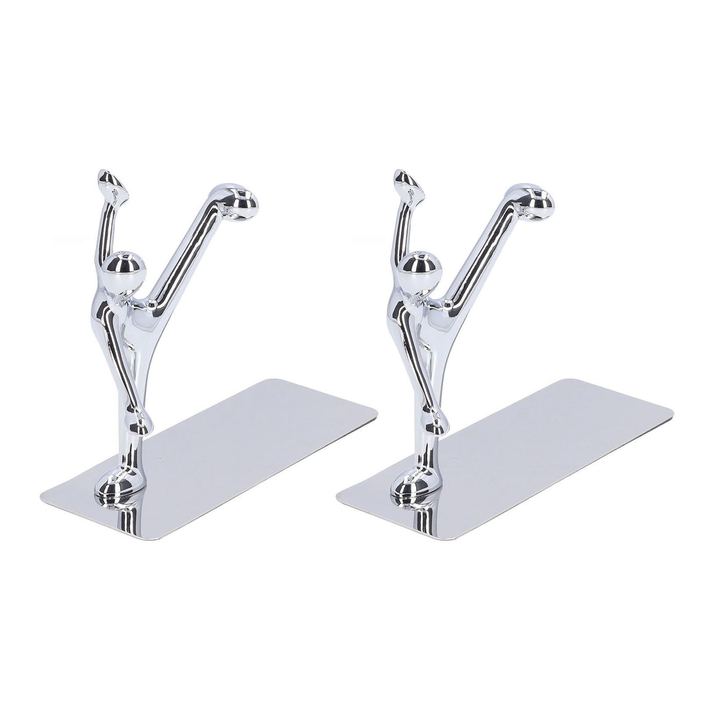 2Pcs Metal Book Ends Unique Men Design Simple Fashionable Decorative Bookends for Home Office Bar Restaurant