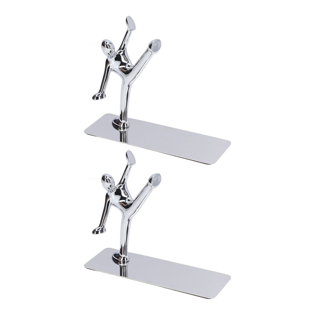 2Pcs Metal Book Ends Unique Men Design Simple Fashionable Decorative Bookends for Home Office Bar Restaurant