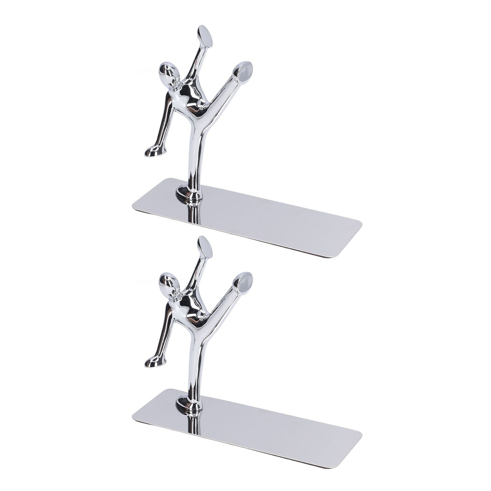 2Pcs Metal Book Ends Unique Men Design Simple Fashionable Decorative Bookends for Home Office Bar Restaurant