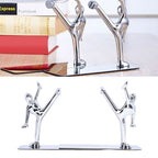 2Pcs Metal Book Ends Unique Men Design Simple Fashionable Decorative Bookends for Home Office Bar Restaurant