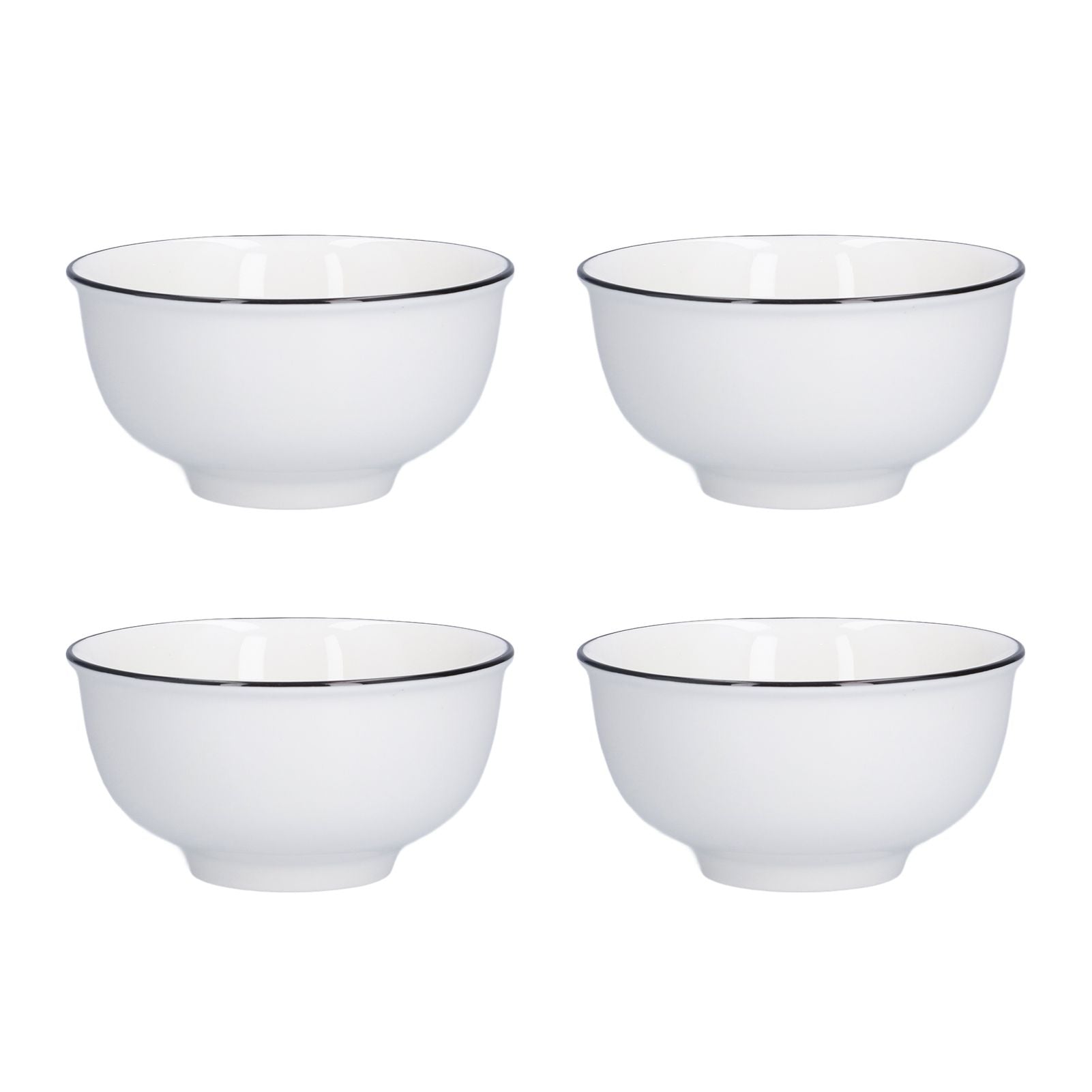 4PCS 6in Soup Bowl White Ceramic Noodle Bowl Eco Friendly Rice Bowl for Kitchen Restaurant Main image