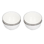 4PCS 6in Soup Bowl White Ceramic Noodle Bowl Eco Friendly Rice Bowl for Kitchen Restaurant
