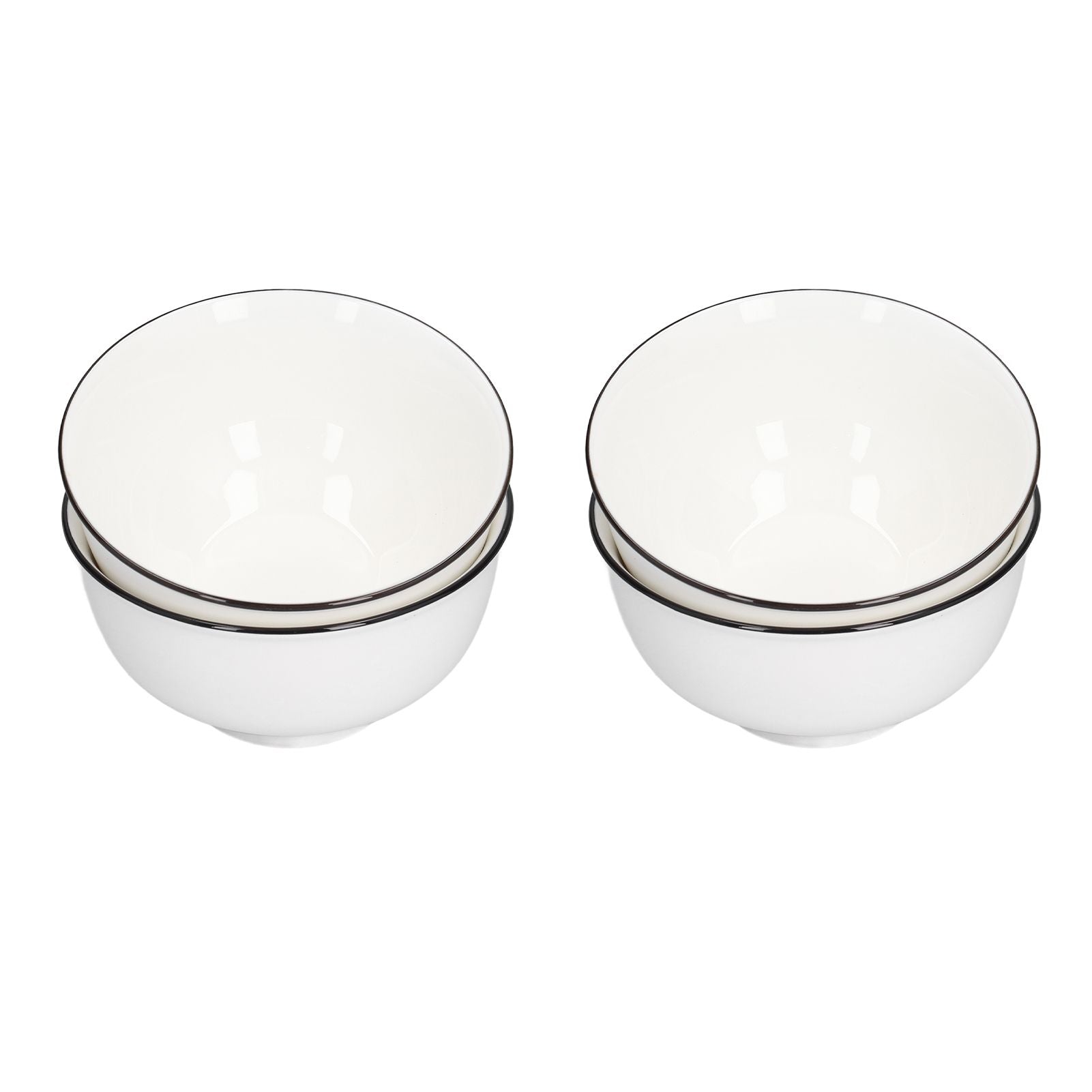 4PCS 6in Soup Bowl White Ceramic Noodle Bowl Eco Friendly Rice Bowl for Kitchen Restaurant