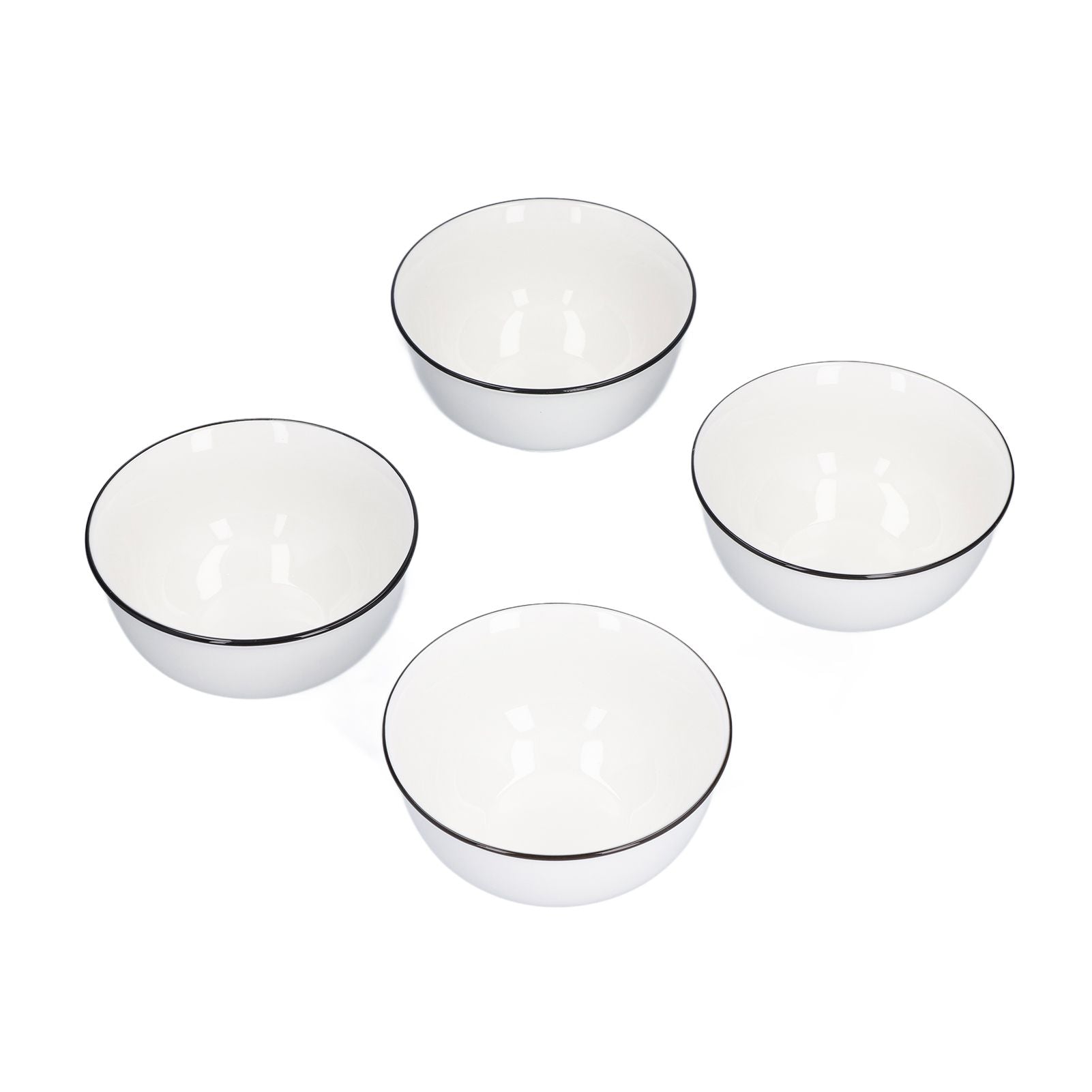 4PCS 6in Soup Bowl White Ceramic Noodle Bowl Eco Friendly Rice Bowl for Kitchen Restaurant