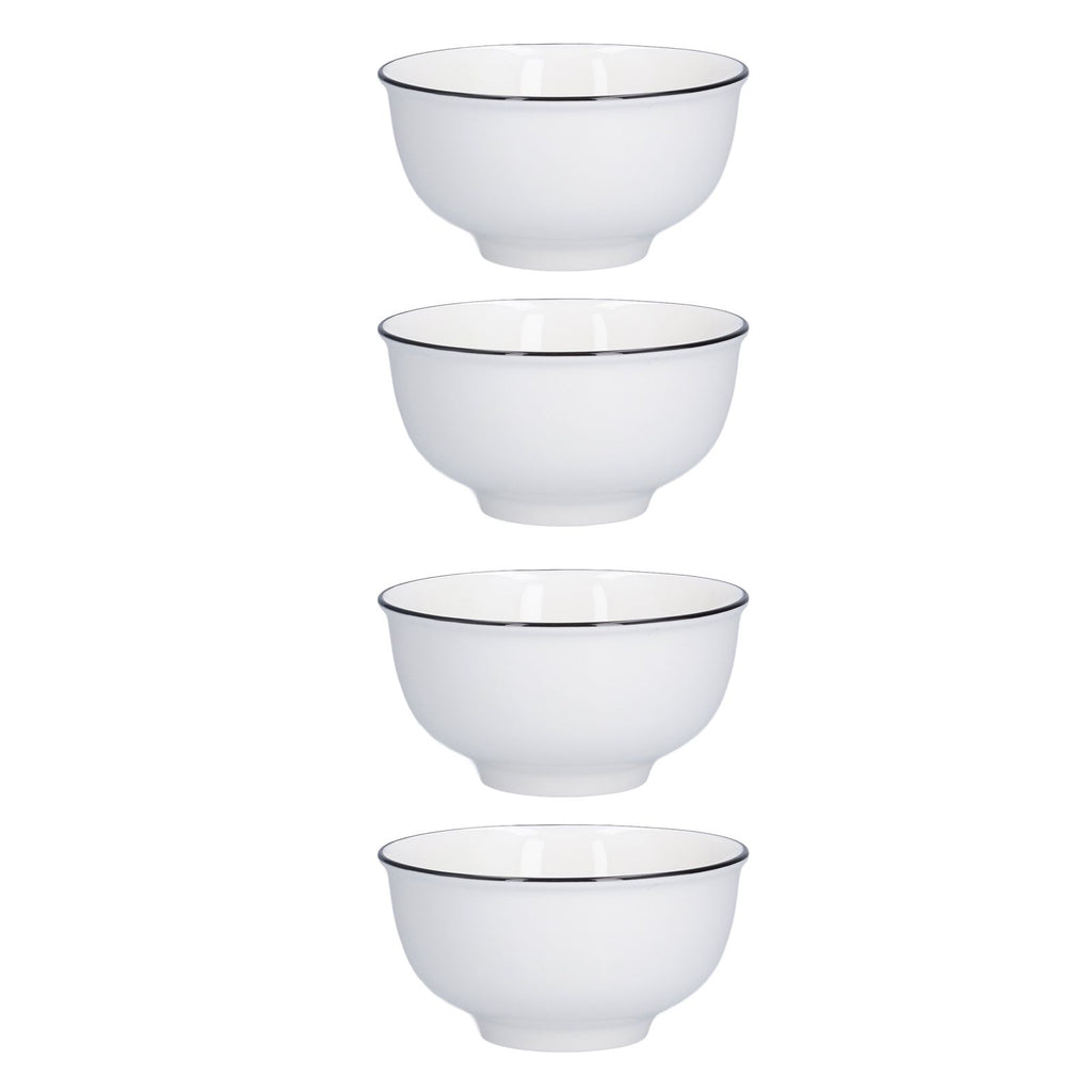 4PCS 6in Soup Bowl White Ceramic Noodle Bowl Eco Friendly Rice Bowl for Kitchen Restaurant