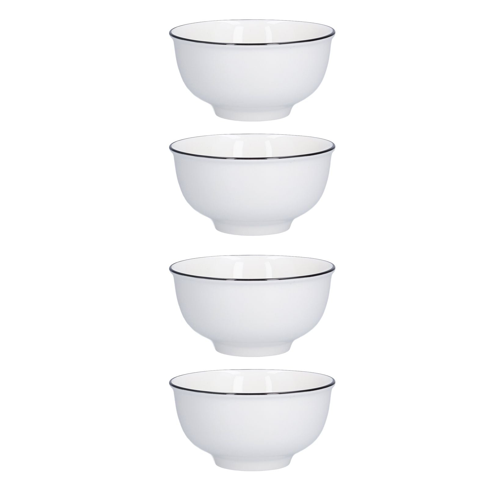 4PCS 6in Soup Bowl White Ceramic Noodle Bowl Eco Friendly Rice Bowl for Kitchen Restaurant