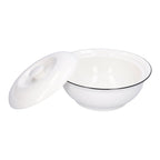 9in Soup Bowl with Lid Large Capacity 1500ml Stew Bowl Harmless White Ceramic Kitchen Bowl