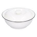 9in Soup Bowl with Lid Large Capacity 1500ml Stew Bowl Harmless White Ceramic Kitchen Bowl