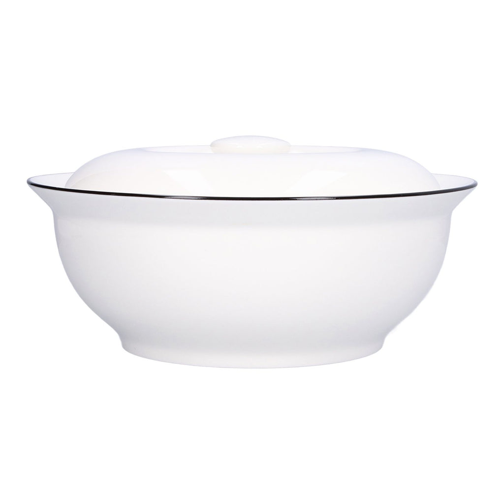 9in Soup Bowl with Lid Large Capacity 1500ml Stew Bowl Harmless White Ceramic Kitchen Bowl