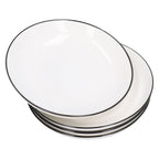 4Pcs Ceramic Dinner Plates Set Black Line Tableware 8 Inch Round Plate for Salads Steak Plate