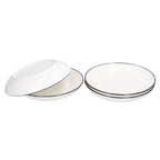 4Pcs Ceramic Dinner Plates Set Black Line Tableware 8 Inch Round Plate for Salads Steak Plate