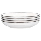 4Pcs Ceramic Dinner Plates Set Black Line Tableware 8 Inch Round Plate for Salads Steak Plate