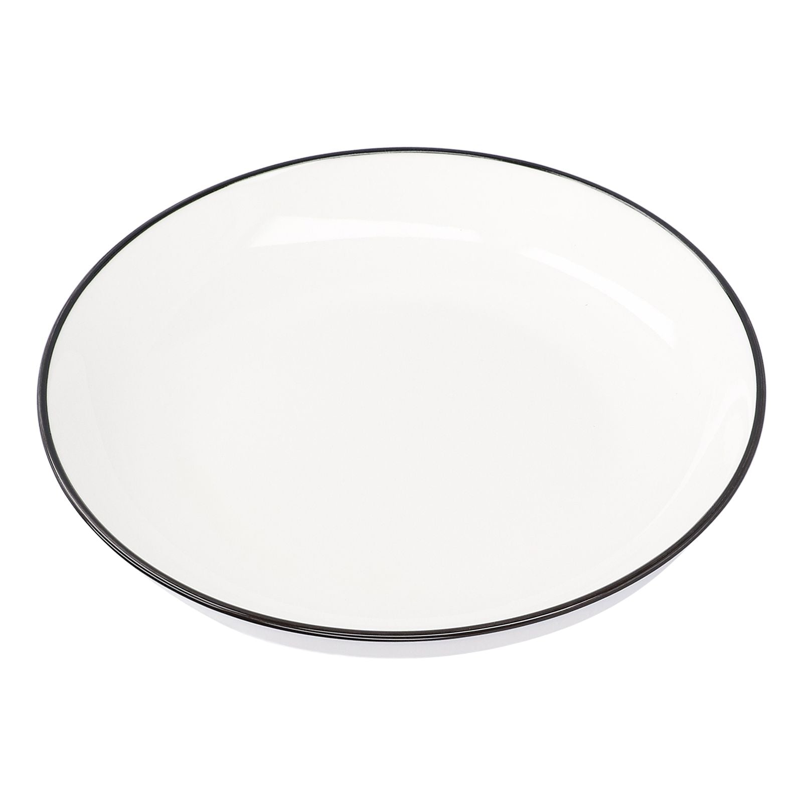 4Pcs Ceramic Dinner Plates Set Black Line Tableware 8 Inch Round Plate for Salads Steak Plate