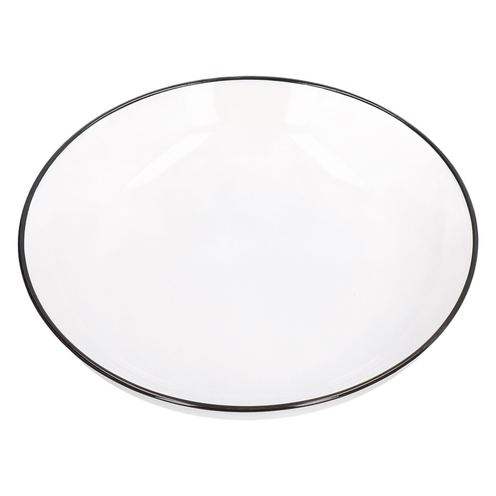 4Pcs Ceramic Dinner Plates Set Black Line Tableware 8 Inch Round Plate for Salads Steak Plate