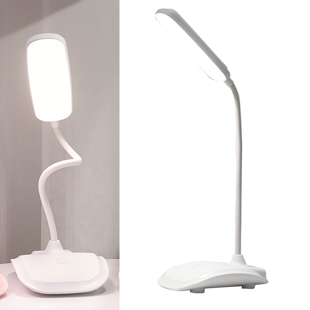 LED Desk Lamp Touch Control Three Level Color Temperature Stepless Dimming USB Charging Table Lamp White