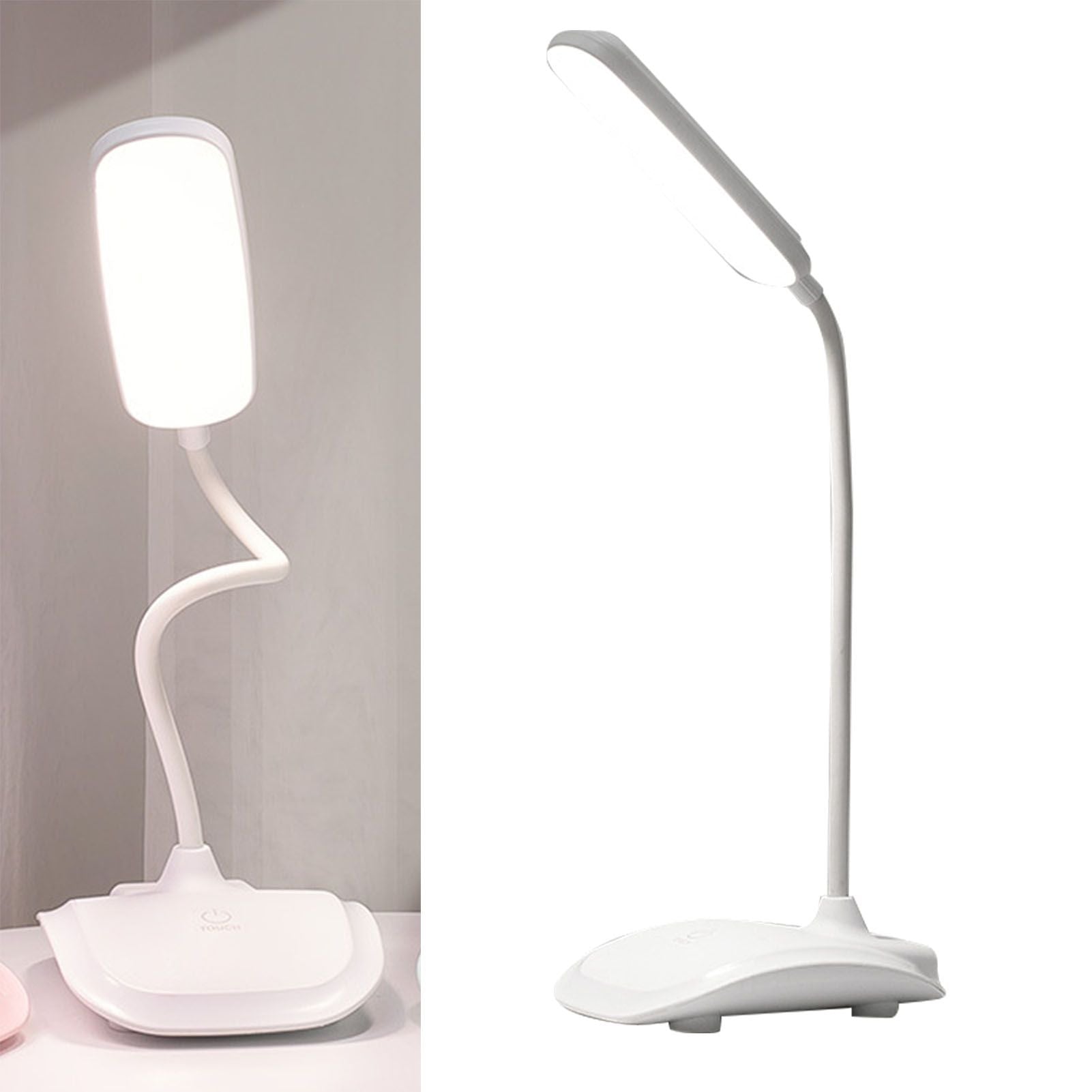 LED Desk Lamp Touch Control Three Level Color Temperature Stepless Dimming USB Charging Table Lamp White