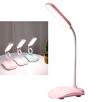 LED Desk Lamp Touch Control Three Level Color Temperature Stepless Dimming USB Charging Table Lamp Pink