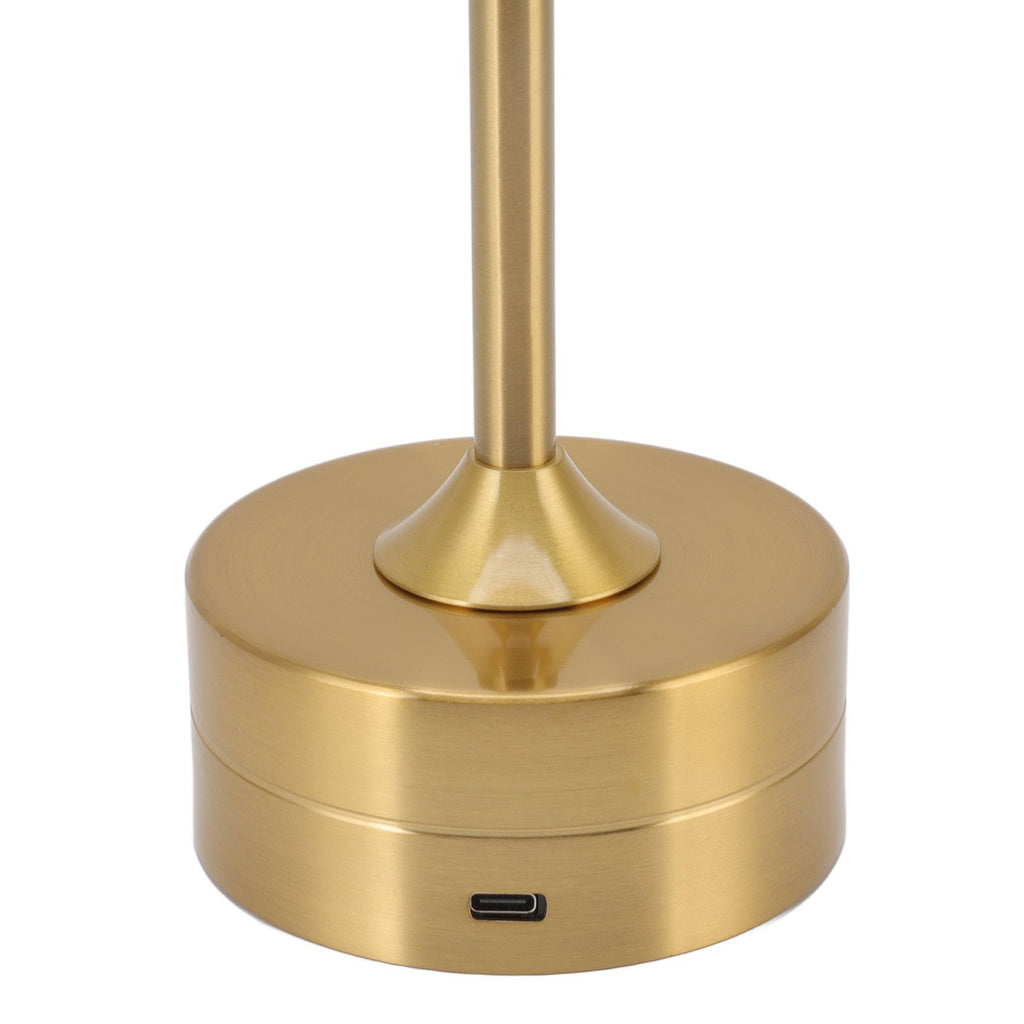 Cordless Table Lamp Rechargeable 2000mAh 3 Levels Brightness Portable USB C LED Metal Bedside Lamp Gold
