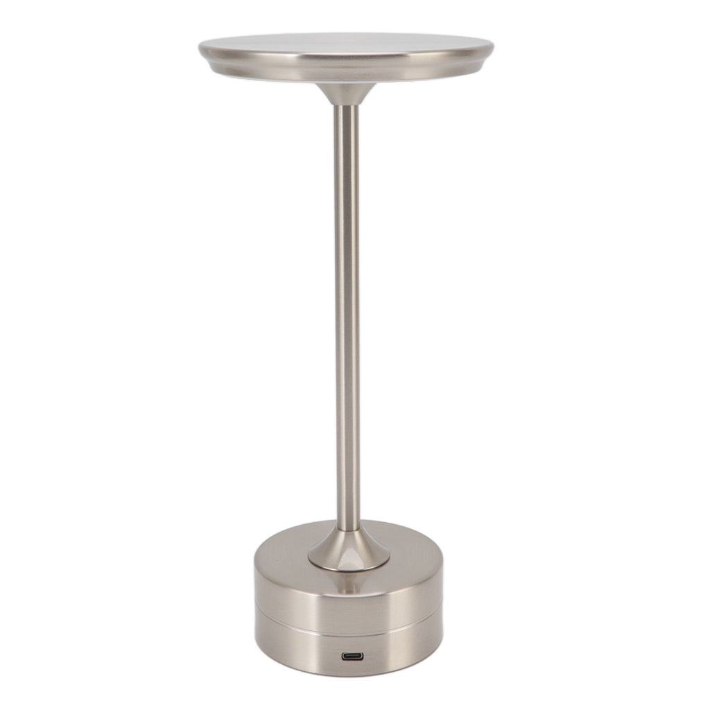 Cordless Table Lamp Rechargeable 2000mAh 3 Levels Brightness Portable USB C LED Metal Bedside Lamp Silver