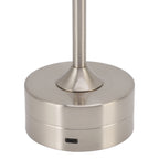 Cordless Table Lamp Rechargeable 2000mAh 3 Levels Brightness Portable USB C LED Metal Bedside Lamp Silver