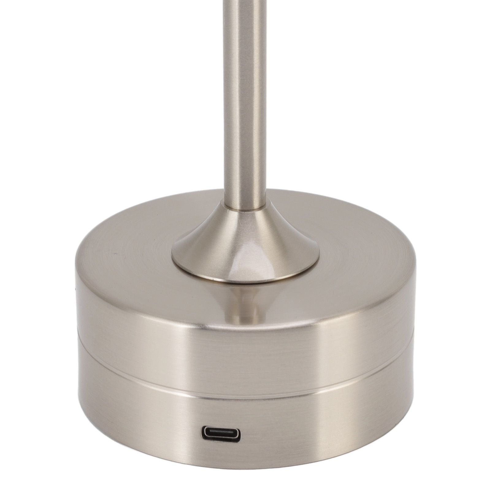 Cordless Table Lamp Rechargeable 2000mAh 3 Levels Brightness Portable USB C LED Metal Bedside Lamp Silver