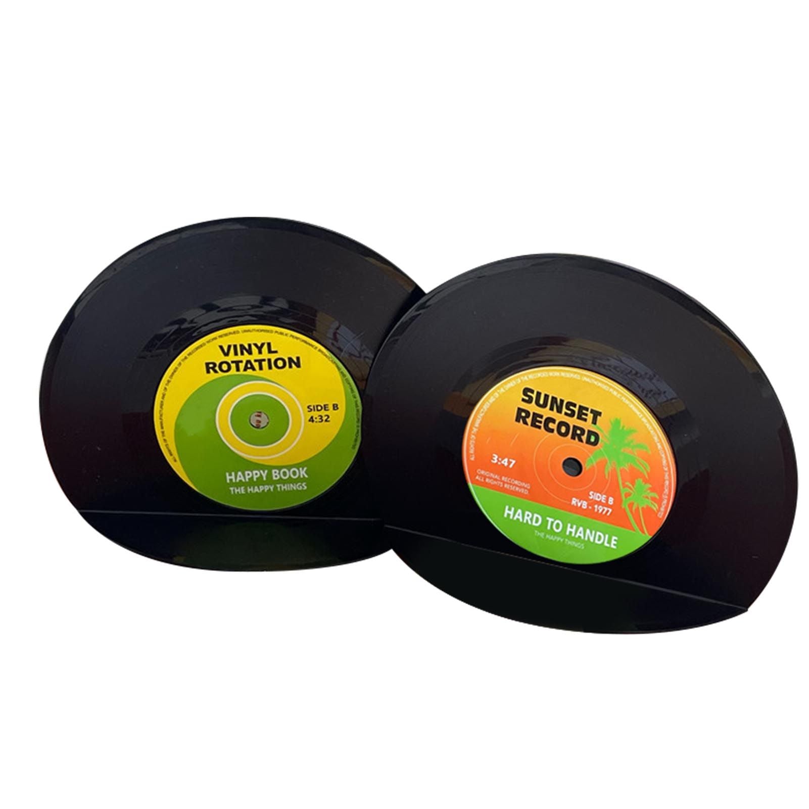 2pcs Book Holders Vinyl Record Shape Rounded Edges Vintage Bookends Book Stand for Student Main image