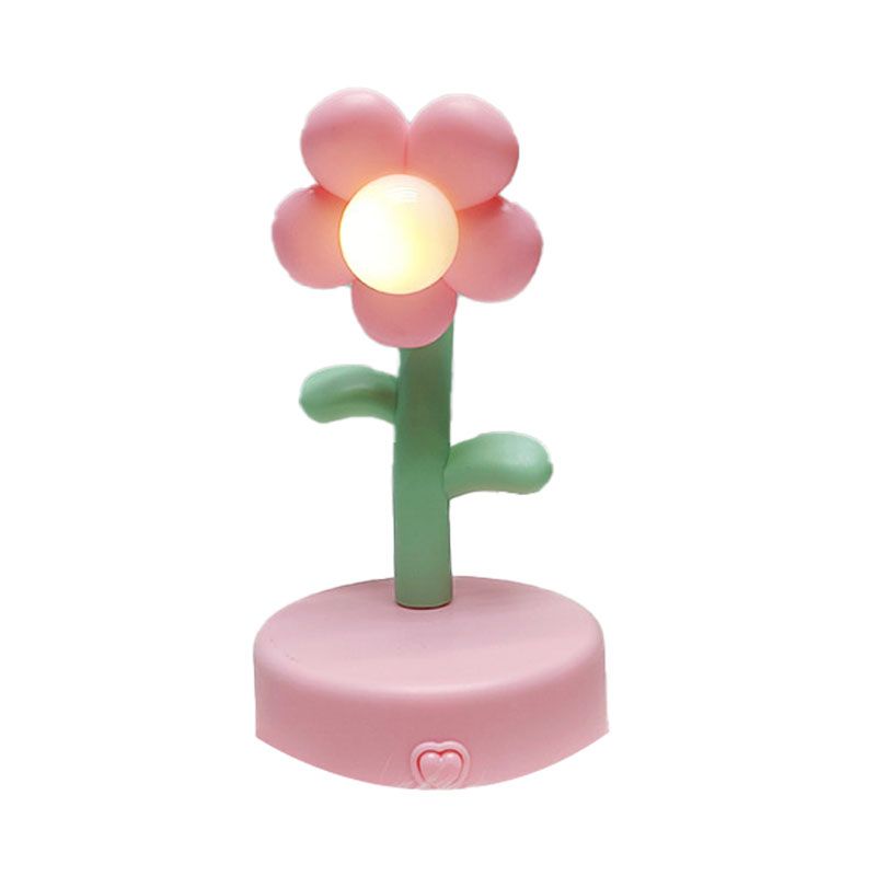 Table Lamp Cute Flower Night Light Portable Desk Lamp Decorative for Office Dorm Decor Pink