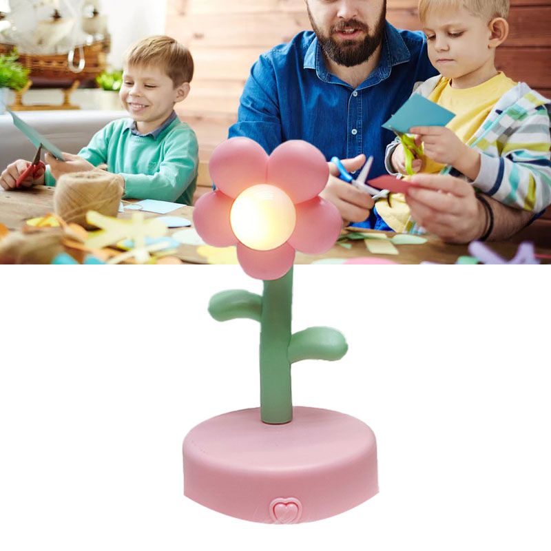 Table Lamp Cute Flower Night Light Portable Desk Lamp Decorative for Office Dorm Decor Pink