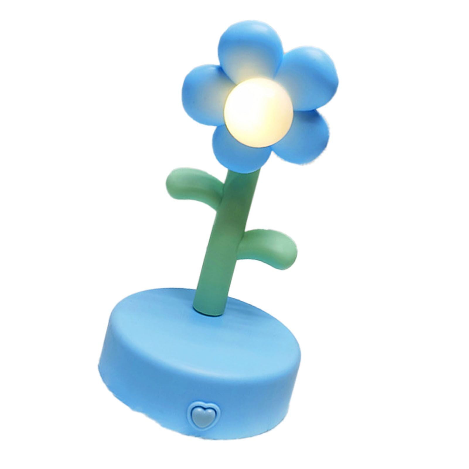 Table Lamp Cute Flower Night Light Portable Desk Lamp Decorative for Office Dorm Decor Blue
