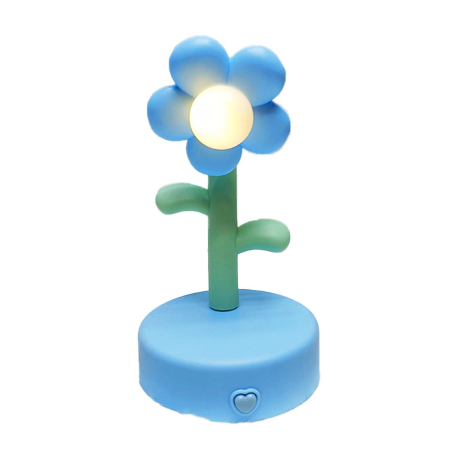 Table Lamp Cute Flower Night Light Portable Desk Lamp Decorative for Office Dorm Decor Blue