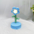 Table Lamp Cute Flower Night Light Portable Desk Lamp Decorative for Office Dorm Decor Blue