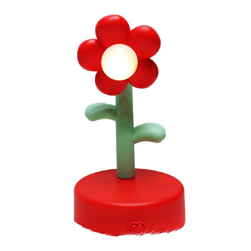 Table Lamp Cute Flower Night Light Portable Desk Lamp Decorative for Office Dorm Decor Red Main image