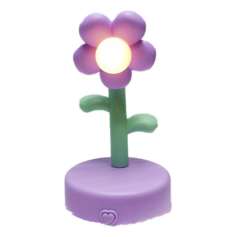 Table Lamp Cute Flower Night Light Portable Desk Lamp Decorative for Office Dorm Decor Purple Main image