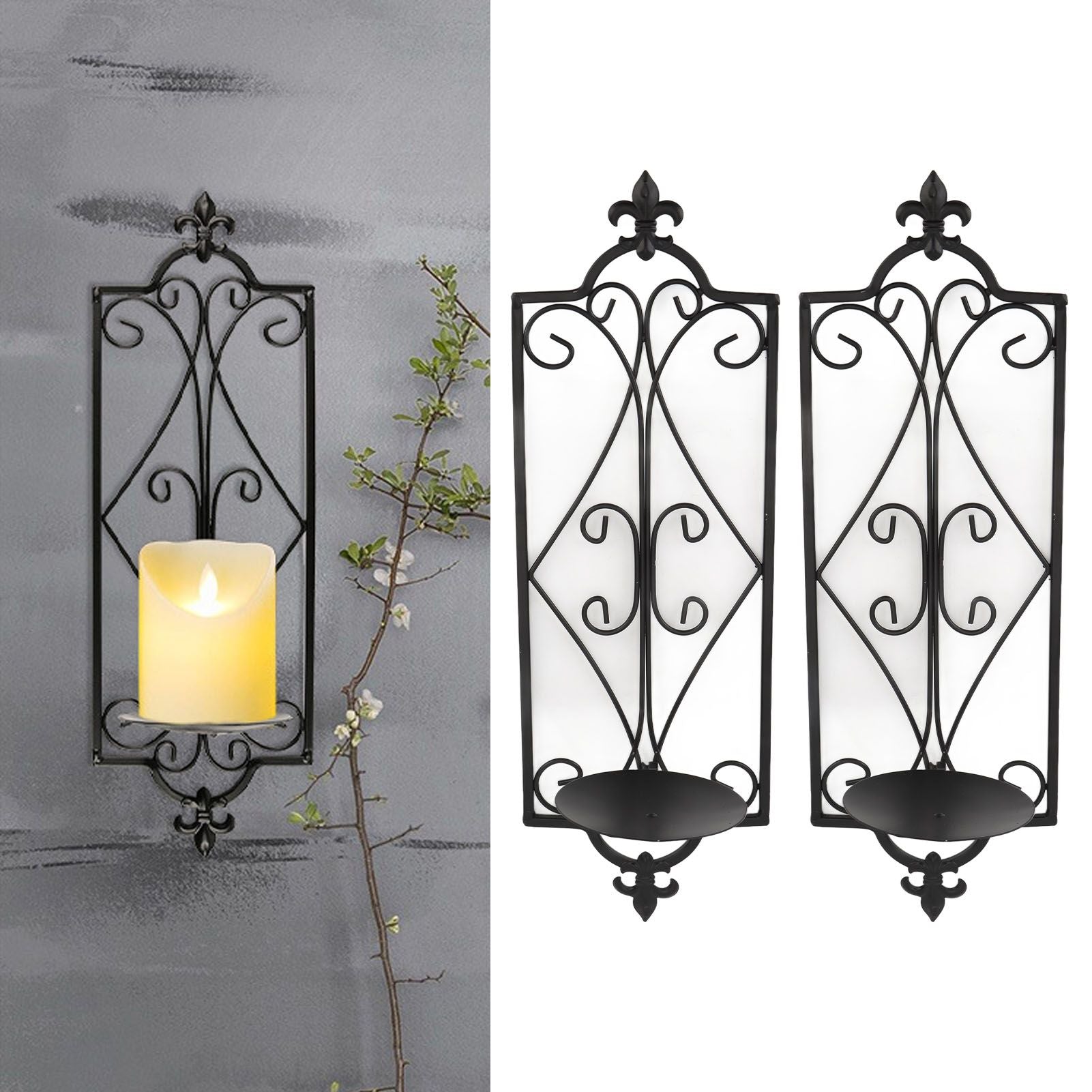 2pcs Wall Sconce Candle Holder Hanging Iron Wall Candle Sconce Holder Wall Decorations for Living Room Dining Room