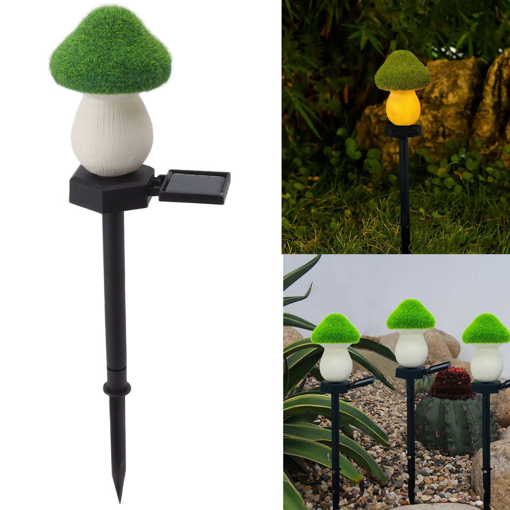 Mushroom Solar Light Garden Outdoor Light Flocking Landscape Decoration Ground Fixed Ambient Lighting