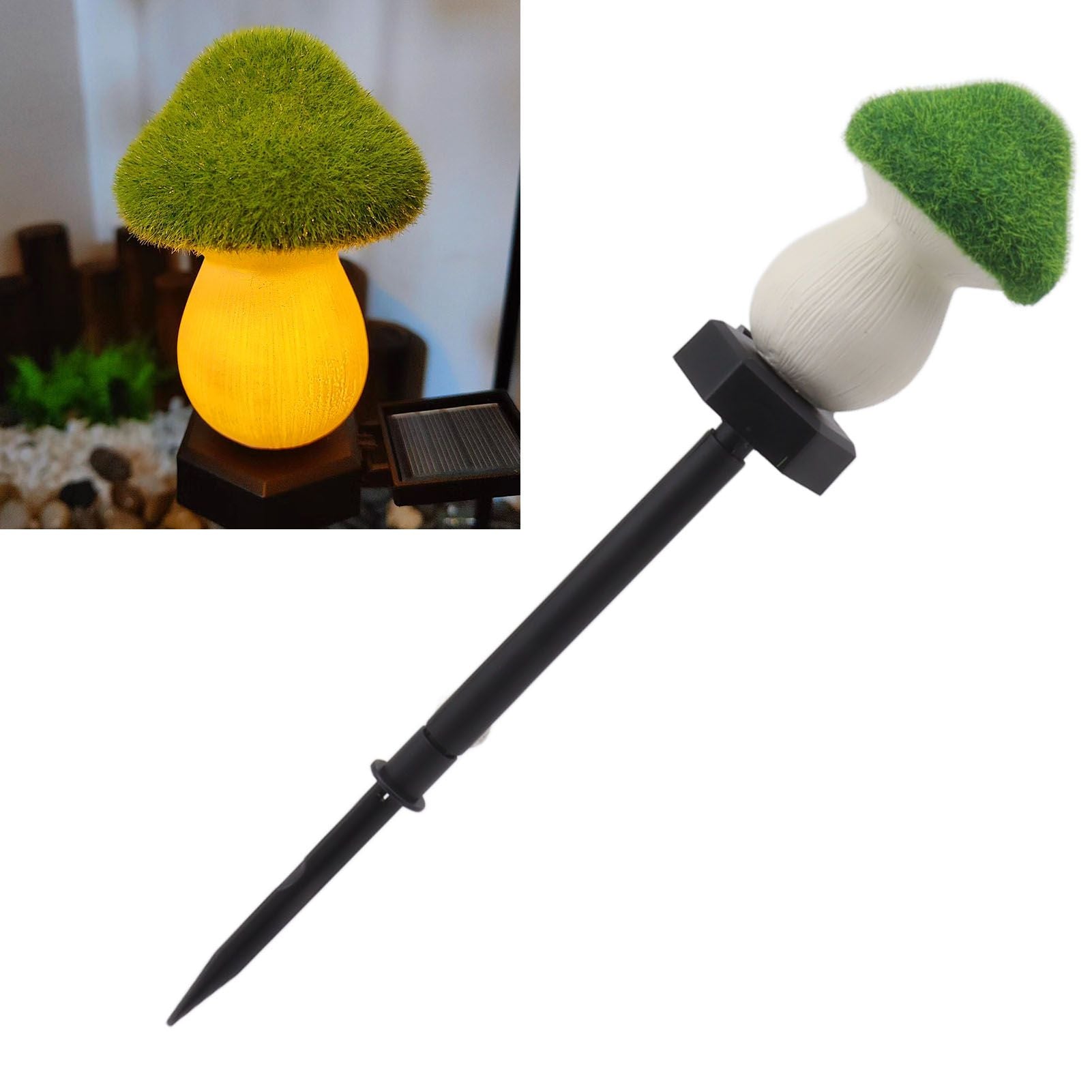 Mushroom Solar Light Garden Outdoor Light Flocking Landscape Decoration Ground Fixed Ambient Lighting