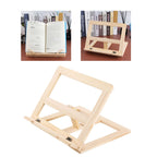 Wooden Book Stand Adjustable Book Holder Reading Stand Recipe Cookbook Holder for Kid Adult Home Wooden Clip